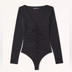 Abercrombie & Fitch - Ruched Long Sleeve Bodysuit - Black - Excellent Condition